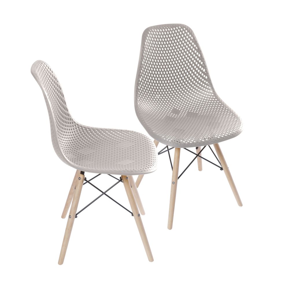 Cadeira Eames Colméia Sala Jantar Estar Base Madeira Cor Fendi Conjunto 2 Unidades