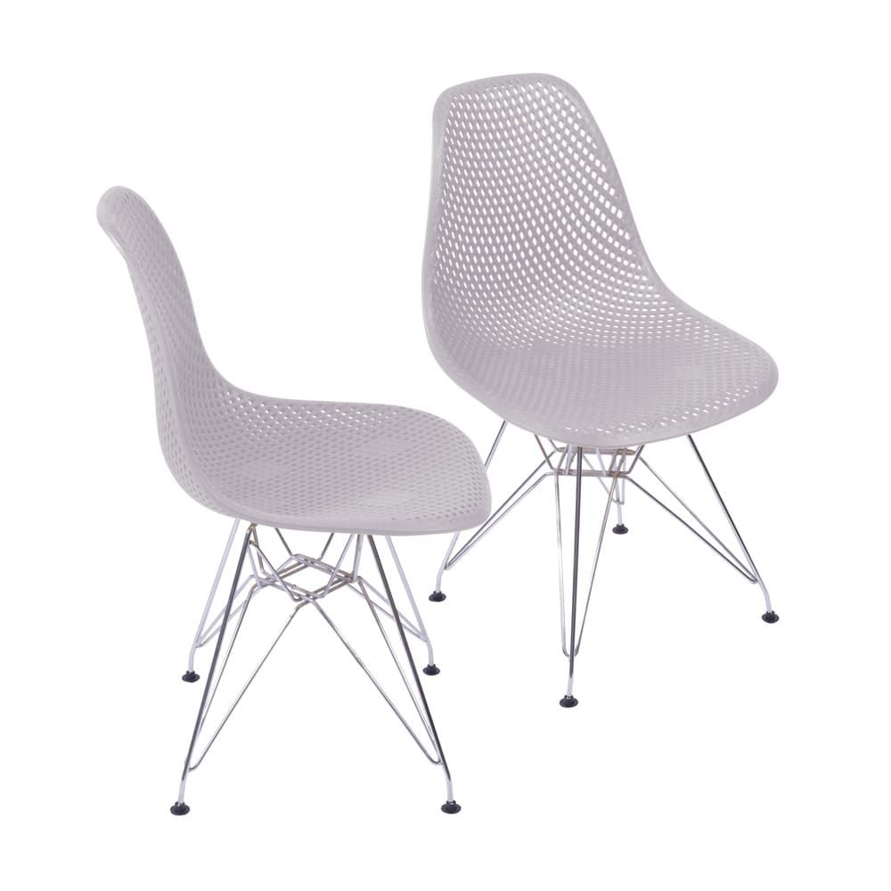 Cadeira Eames Colméia Sala Jantar Estar Base Cromada Cor Branca Conjunto 2 Unidades