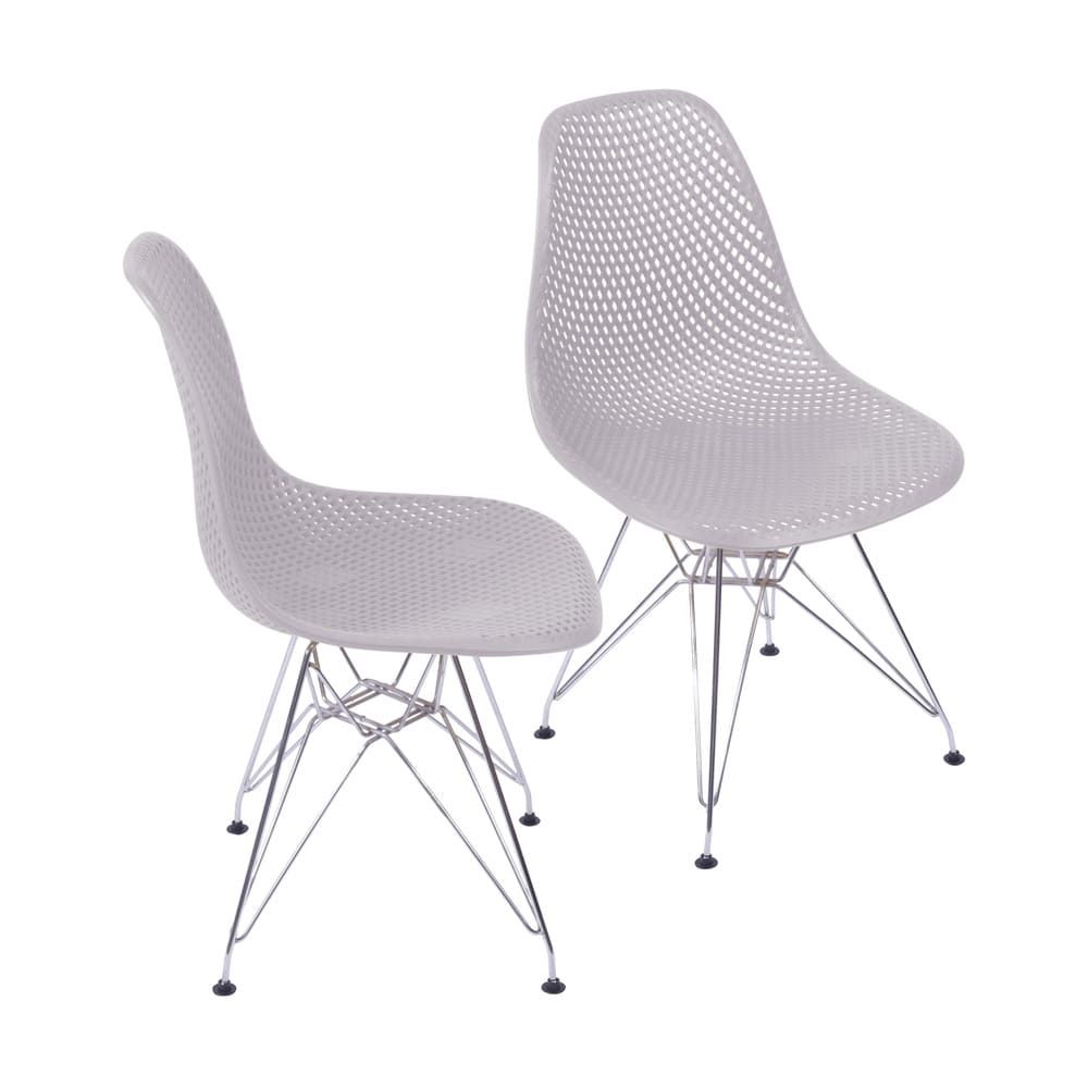 Cadeira Eames Colméia Sala Jantar Estar Base Cromada Cor Fendi Conjunto 2 Unidades