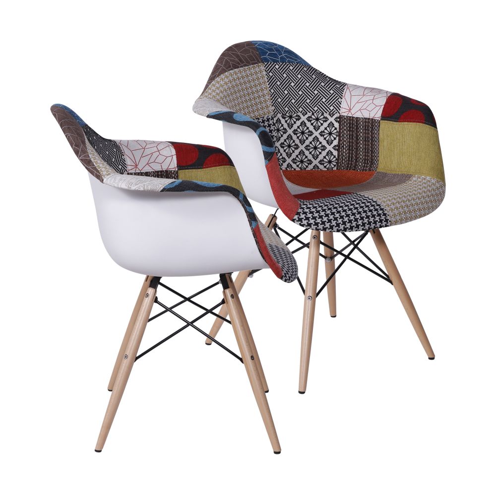 Cadeira Eames Dkr Sala Jantar Base Madeira Com Braço Conjunto 2 Unidades