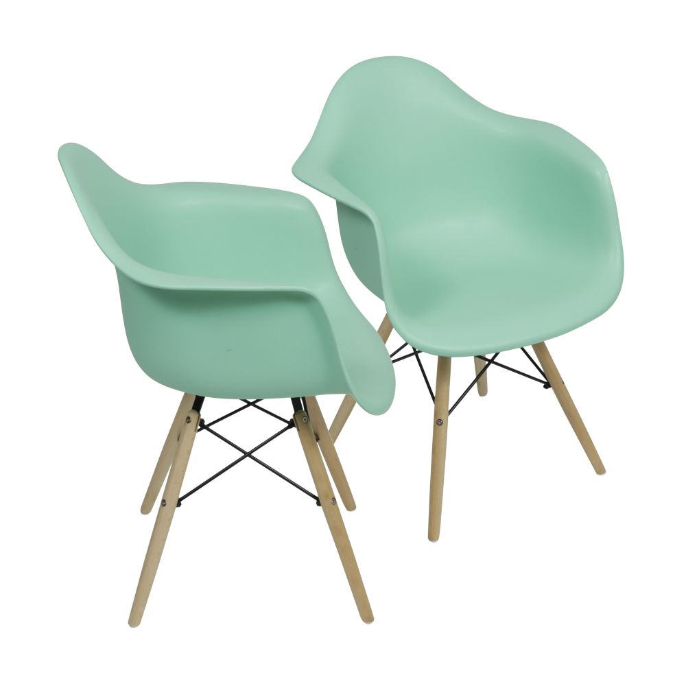 Cadeira Eames Dkr Sala Jantar Base Madeira Com Braço Conjunto 2 Unidades