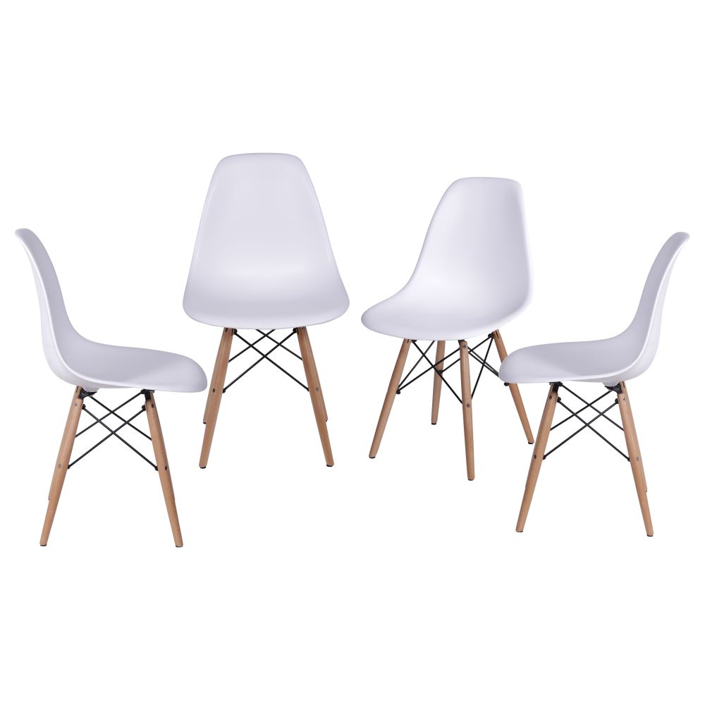 Cadeira Eames Dkr De Jantar Cozinha Base De Madeira Conjunto 4 Unidades