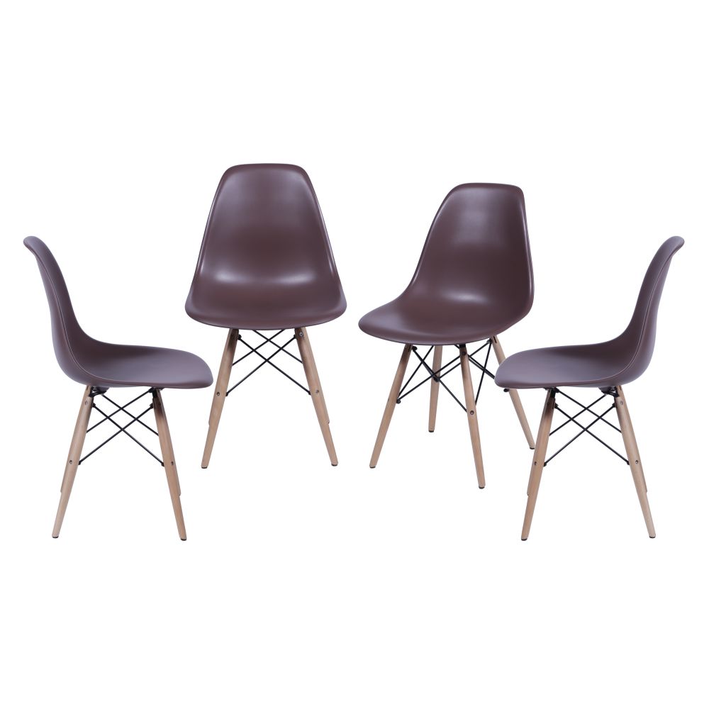 Cadeira Eames Dkr De Jantar Cozinha Base De Madeira Conjunto 4 Unidades