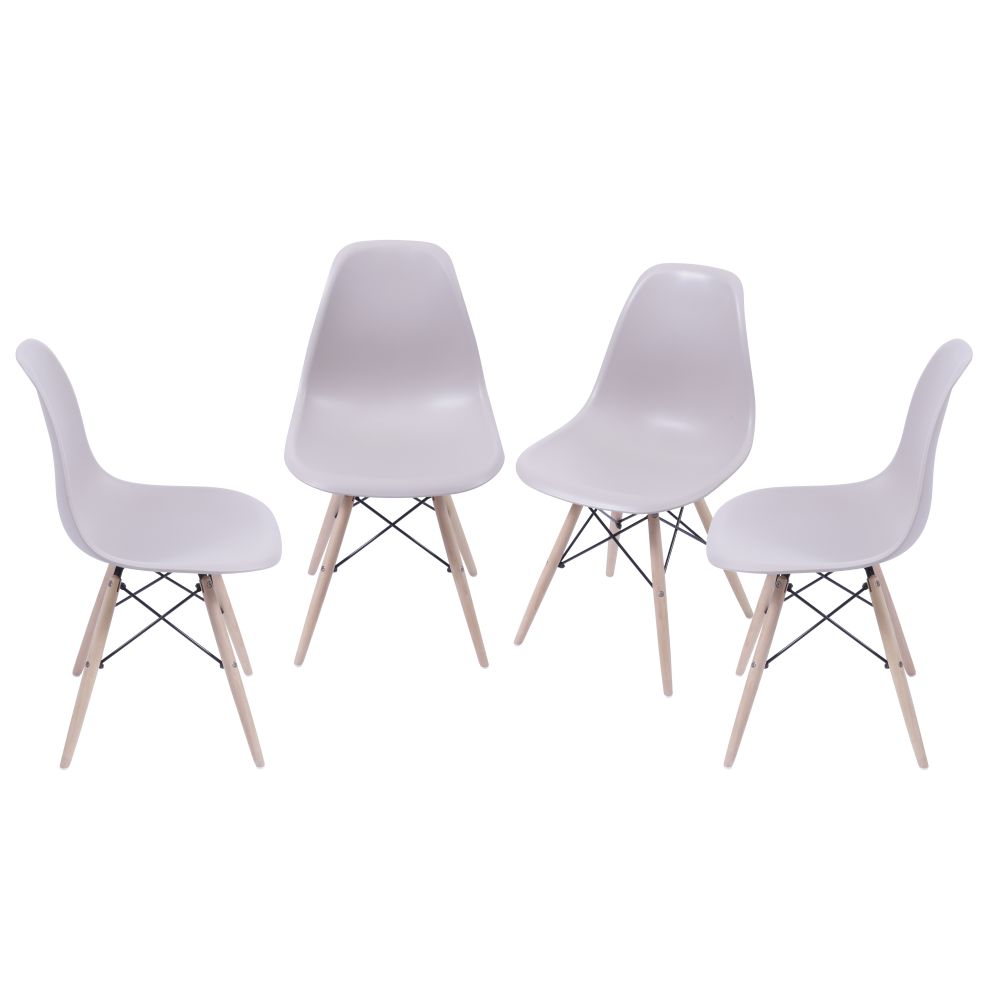 Cadeira Eames Dkr De Jantar Cozinha Base De Madeira Conjunto 4 Unidades