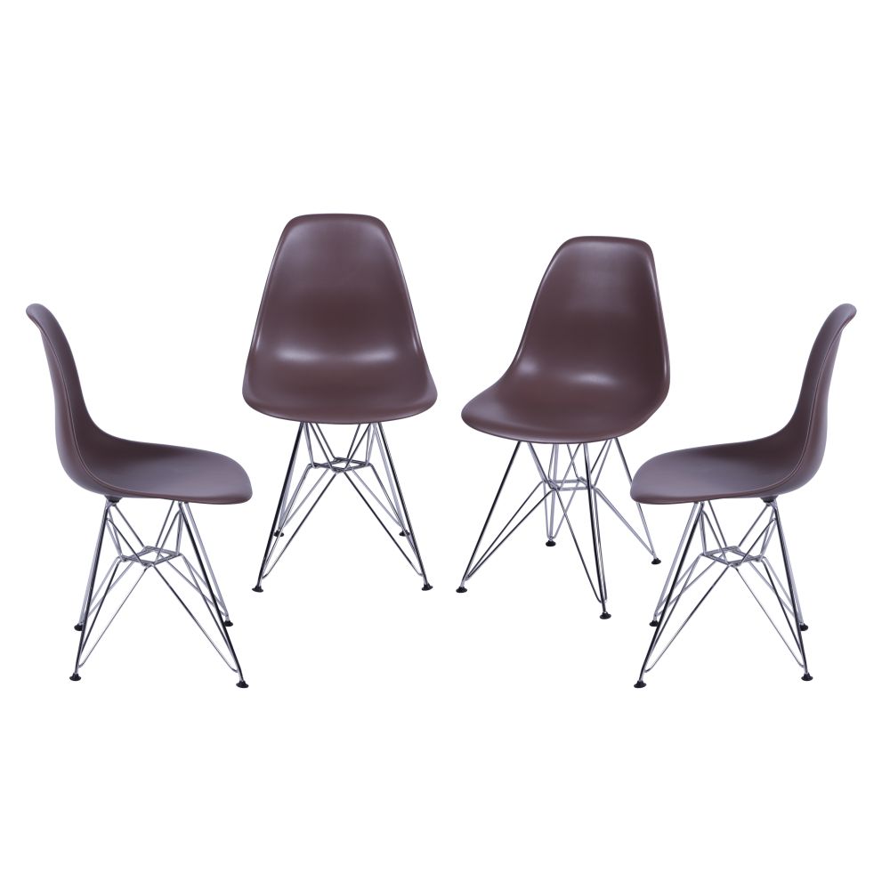 Cadeira Eames Dkr De Jantar Cozinha Base De Cromada Conjunto 4 Unidades