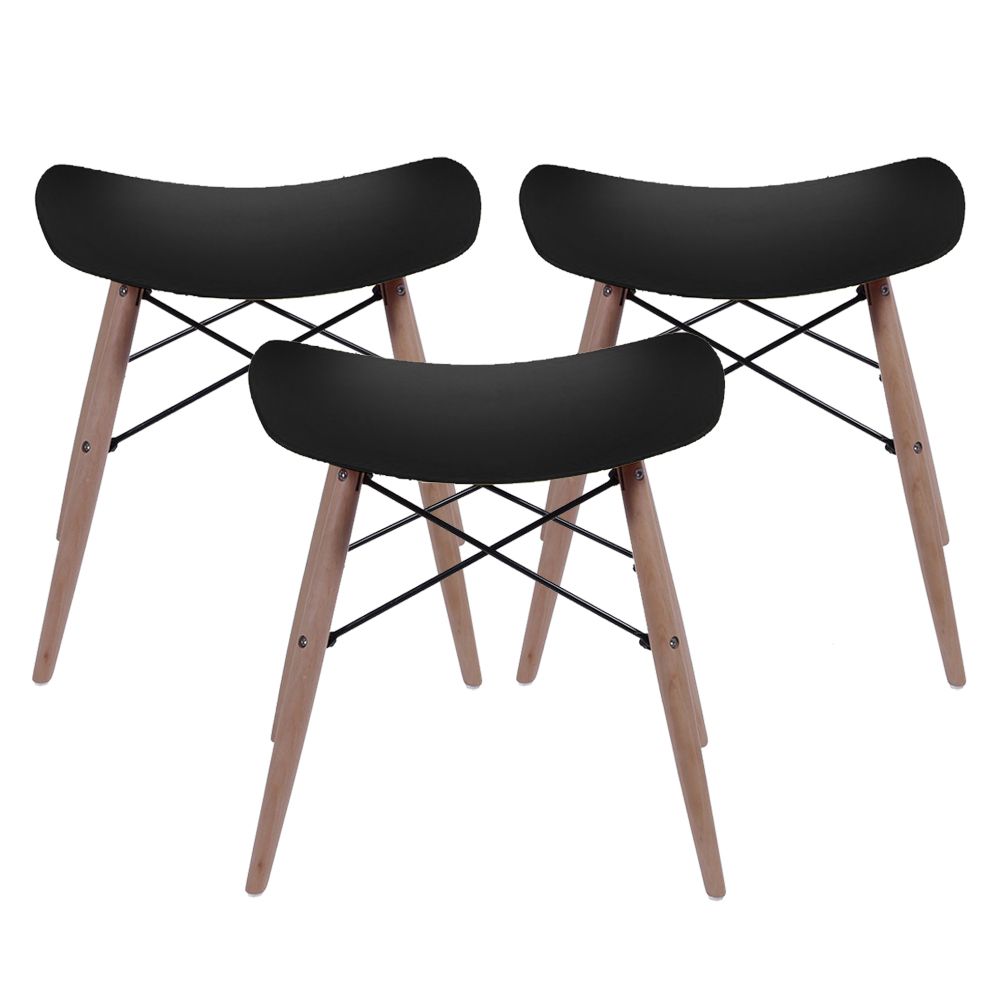 Kit 3 Banquetas Cozinha Decorativas Charles Eames DKR Preto