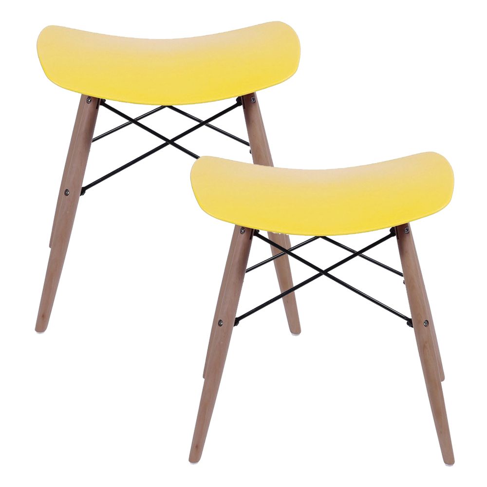 Kit 2 Banquetas Cozinha Decorativa Charles Eames DKR Amarelo