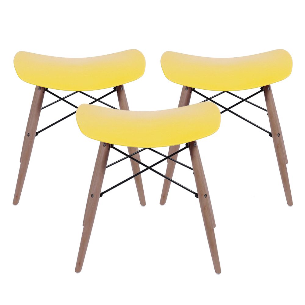 Kit 3 Banquetas Cozinha Decorativa Charles Eames DKR Amarelo