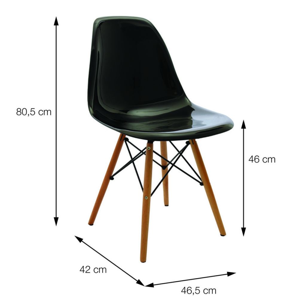 Cadeira Acrilíca Eames Dkr Cozinha Jantar Base Madeira Cor Incolor