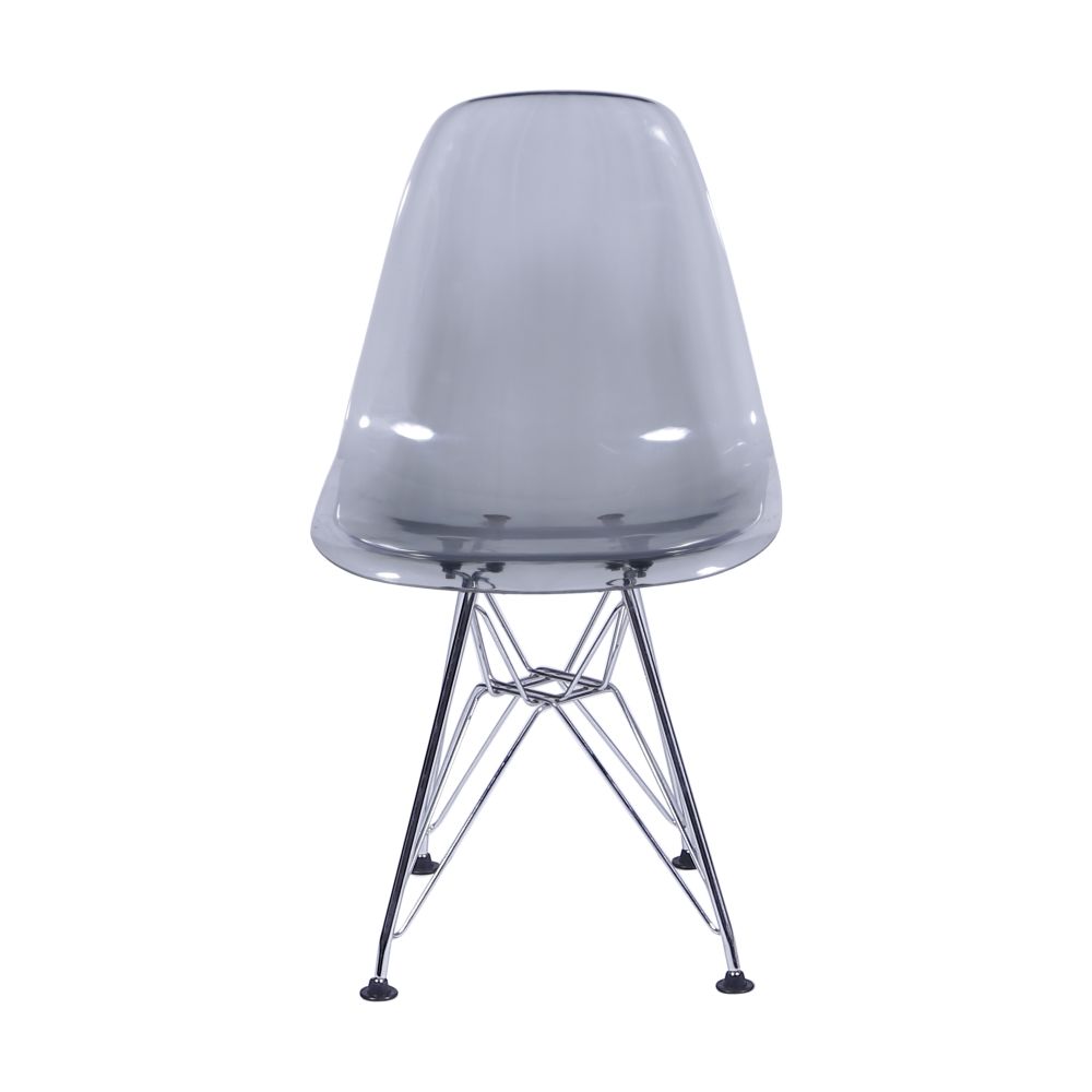 Cadeira Acrilíca Eames Dkr Cozinha Jantar Base Cromada Cor Fume