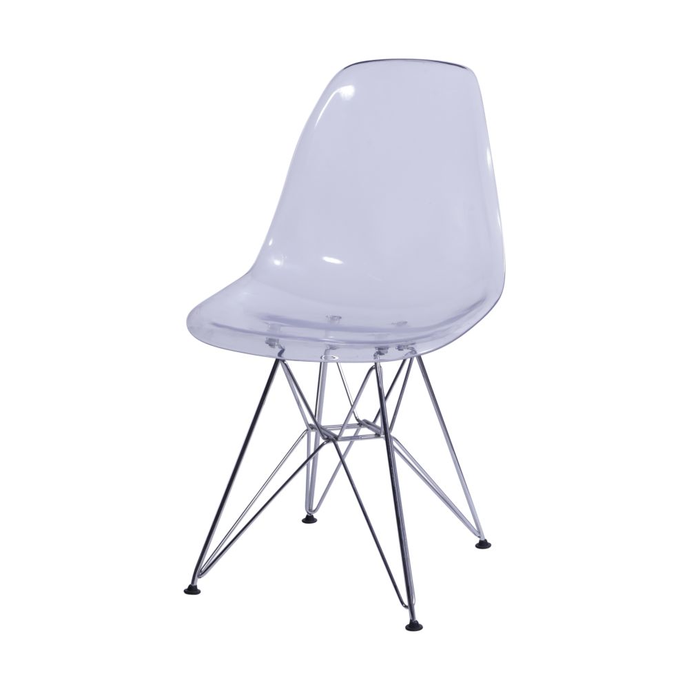 Cadeira Acrilíca Eames Dkr Cozinha Jantar Base Cromada Cor Incolor