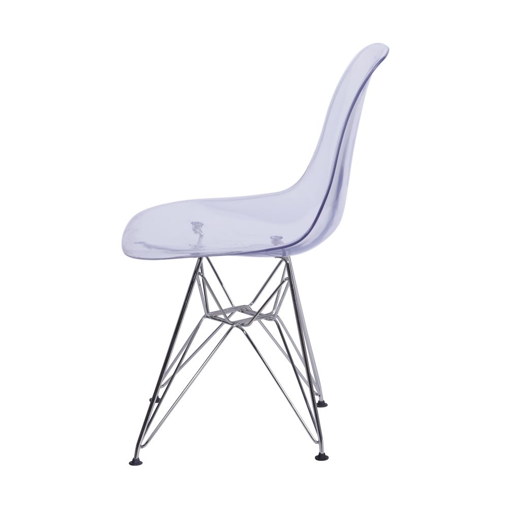 Cadeira Acrilíca Eames Dkr Cozinha Jantar Base Cromada Cor Incolor