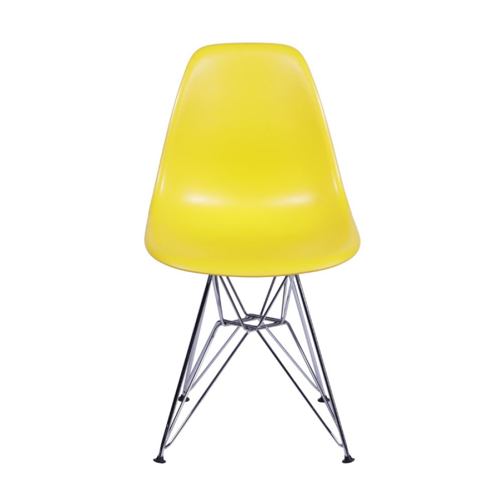 Cadeira Eames Dkr De Jantar Cozinha Base Cromada Cor Amarela