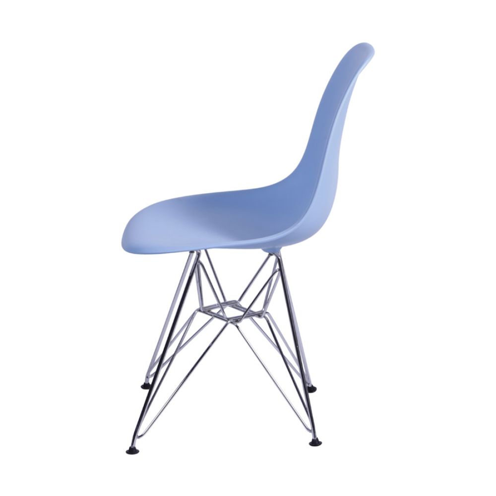 Cadeira Eames Dkr De Jantar Cozinha Base Cromada Cor Azul Claro