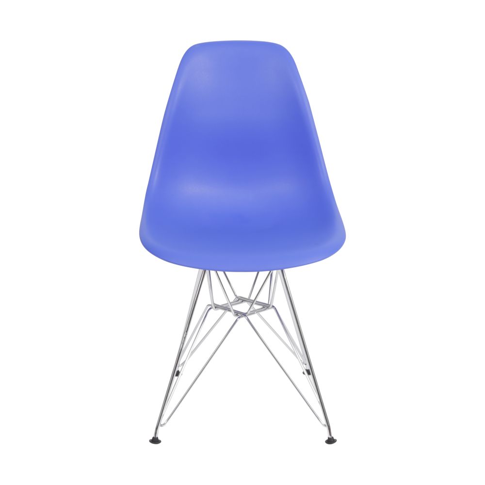 Cadeira Eames Dkr De Jantar Cozinha Base Cromada Cor Azul Escuro