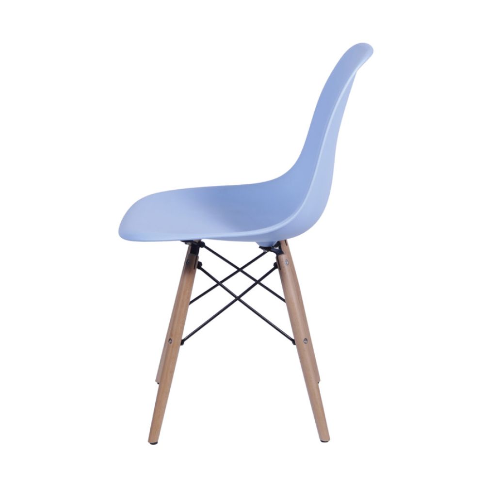 Cadeira Charles Eames Dkr De Jantar Cozinha Base Madeira Cor Azul Claro