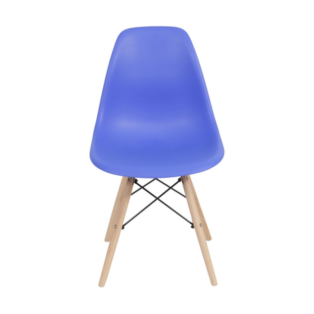 Cadeira Charles Eames Dkr De Jantar Cozinha Base Madeira Cor Azul Escuro