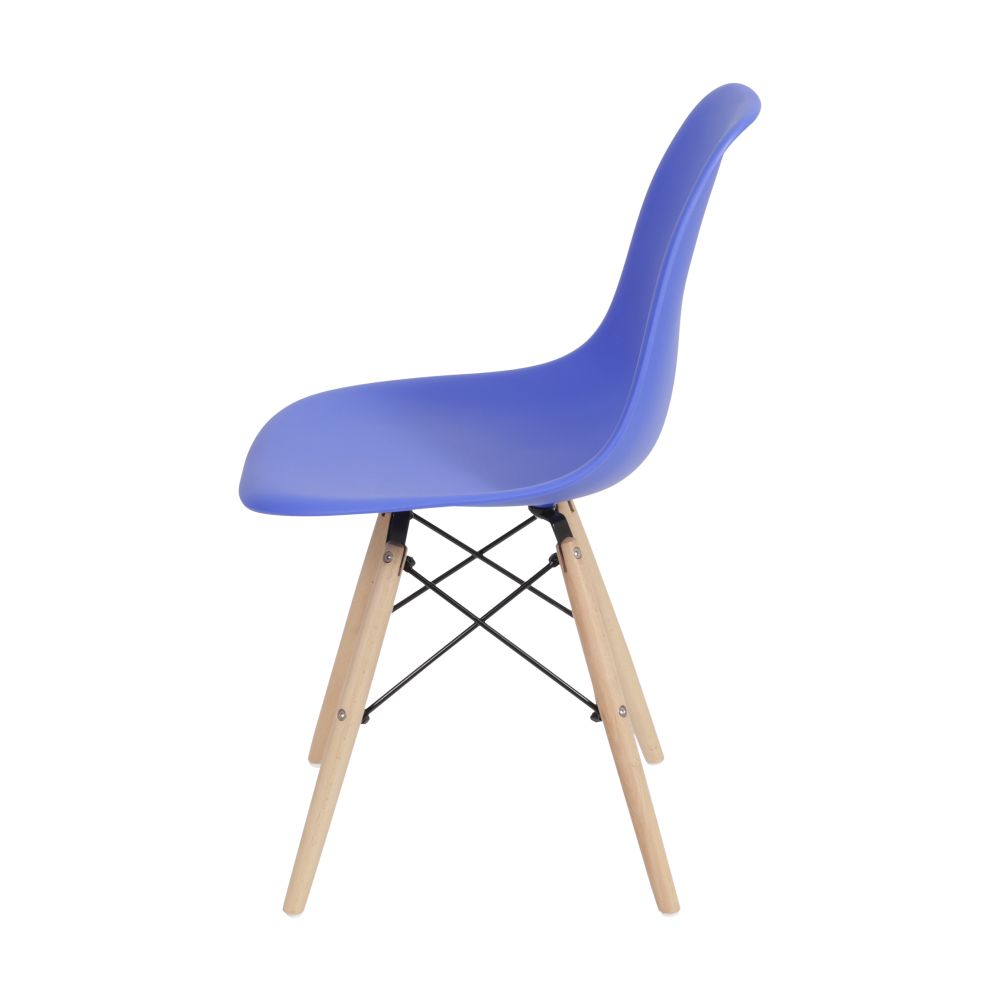 Cadeira Charles Eames Dkr De Jantar Cozinha Base Madeira Cor Azul Escuro