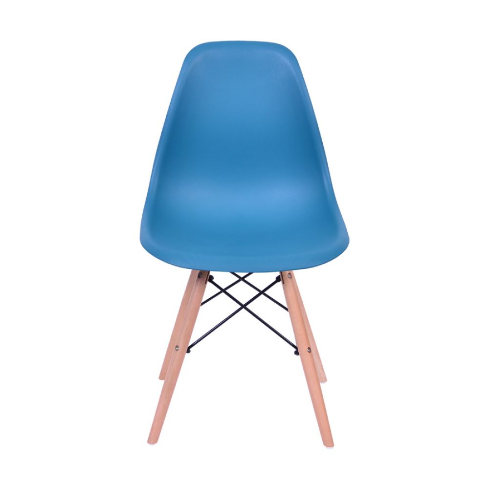 Cadeira Charles Eames Dkr De Jantar Cozinha Base Madeira Cor Azul Petróleo