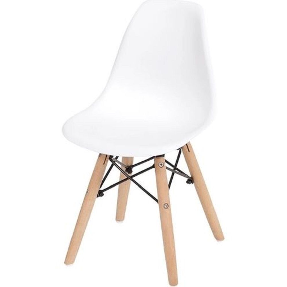 Cadeira Eames Dkr Kids De Jantar Cozinha Base Madeira Cor Branca