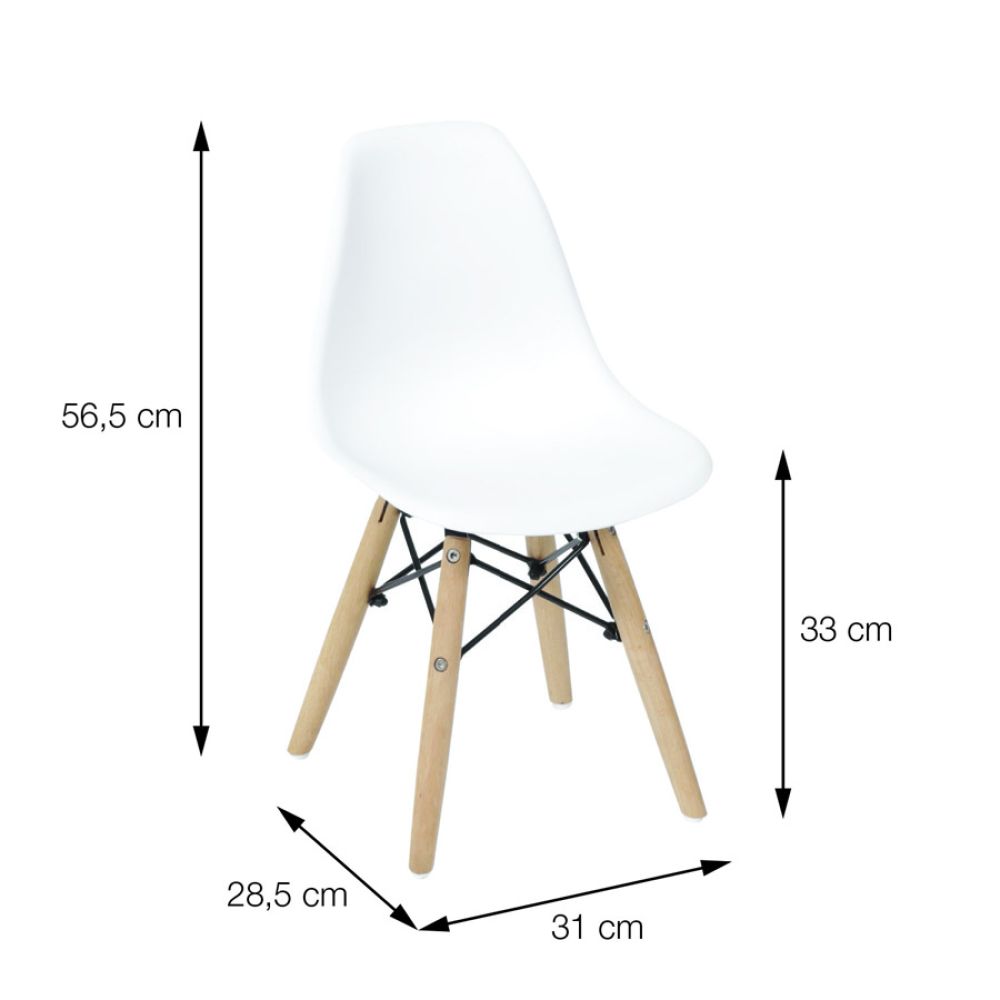 Cadeira Eames Dkr Kids De Jantar Cozinha Base Madeira Cor Branca