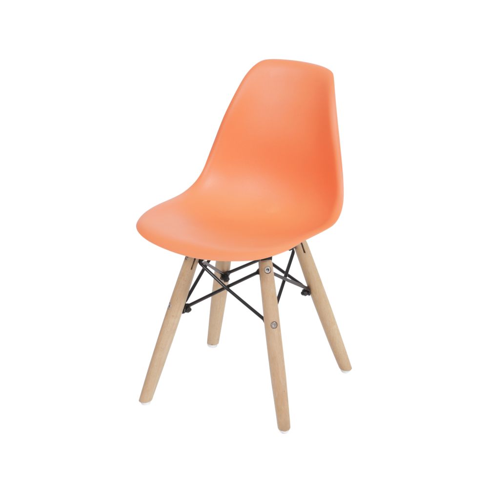 Cadeira Eames Dkr Kids De Jantar Cozinha Base Madeira Cor Laranja