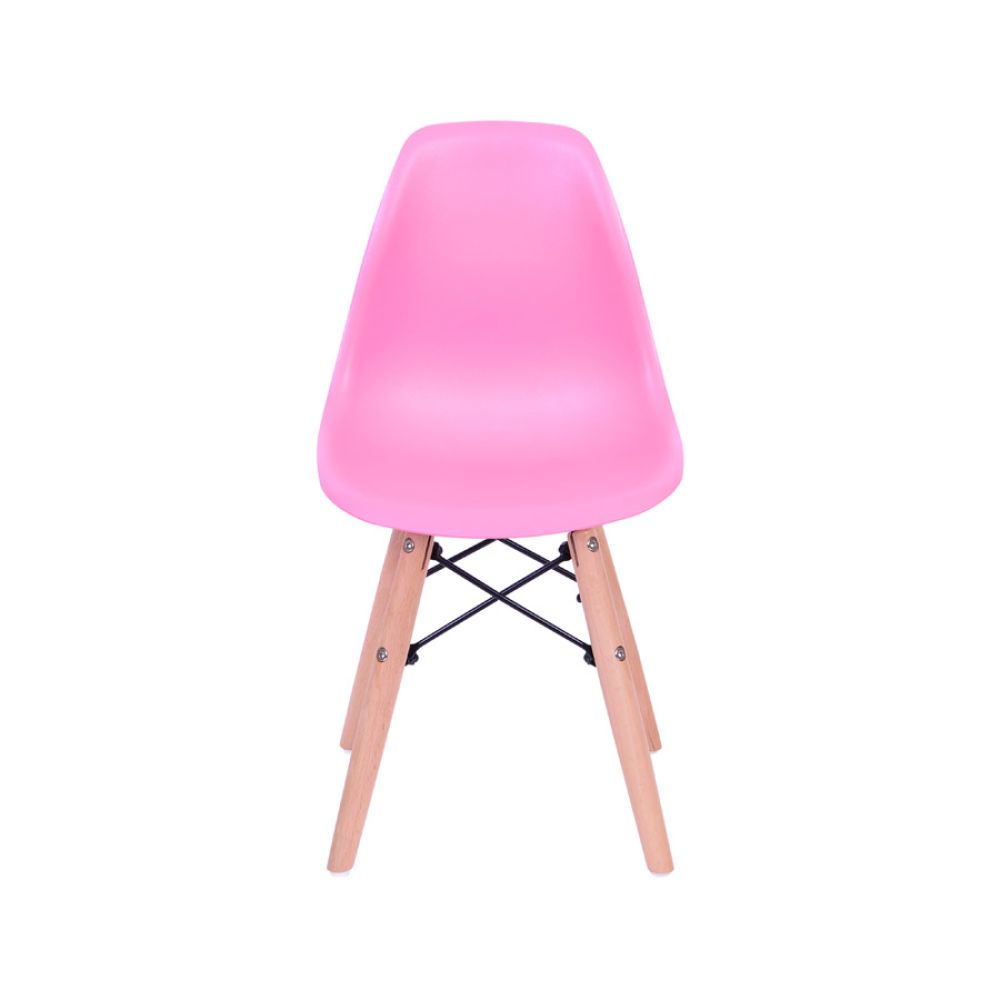 Cadeira Eames Dkr Kids De Jantar Cozinha Base Madeira Cor Rosa