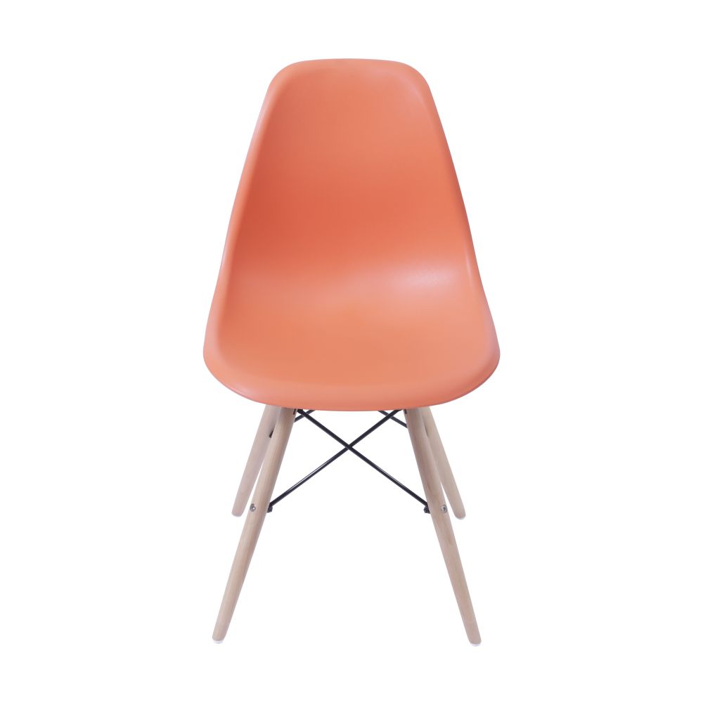 Cadeira Charles Eames Dkr De Jantar Cozinha Base Madeira Cor Laranja