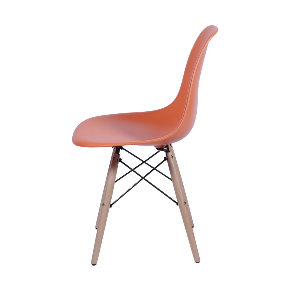 Cadeira Charles Eames Dkr De Jantar Cozinha Base Madeira Cor Laranja