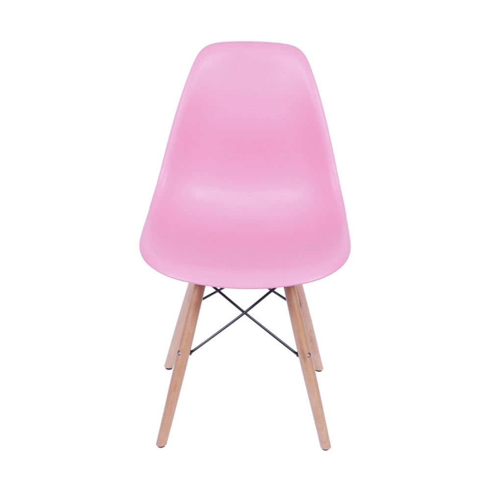 Cadeira Charles Eames Dkr De Jantar Cozinha Base Madeira Cor Rosa