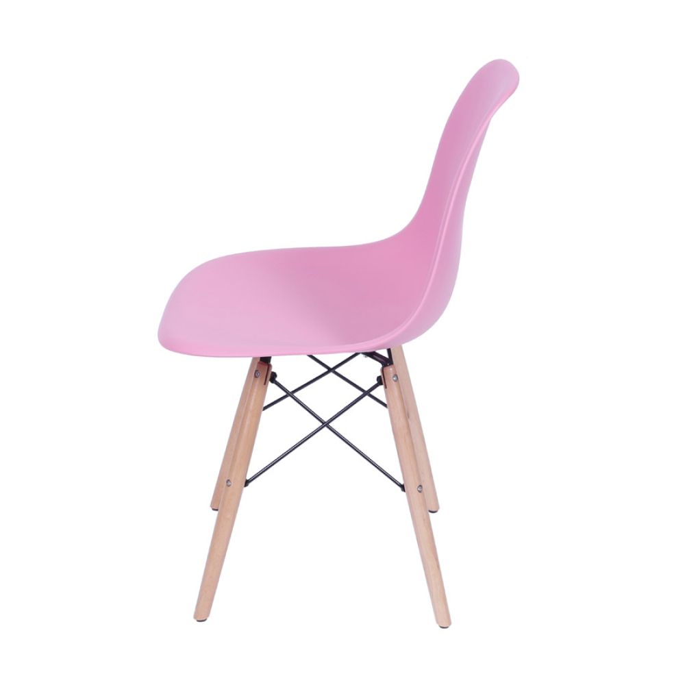 Cadeira Charles Eames Dkr De Jantar Cozinha Base Madeira Cor Rosa