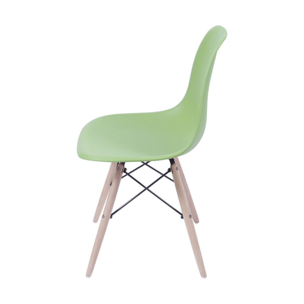 Cadeira Charles Eames Dkr De Jantar Cozinha Base Madeira Cor Verde