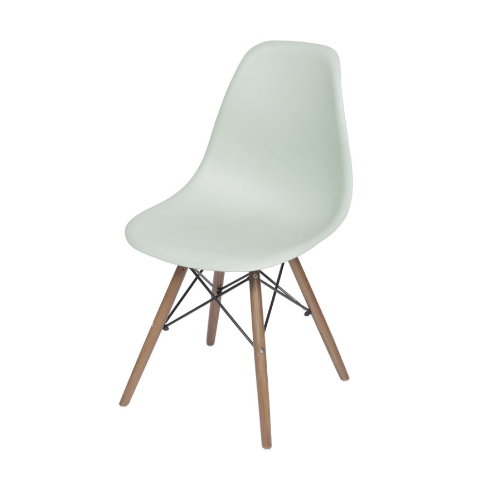 Cadeira Charles Eames Dkr De Jantar Cozinha Base Madeira Cor Verde Claro