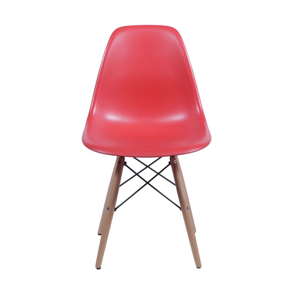 Cadeira Charles Eames Dkr De Jantar Cozinha Base Madeira Cor Vermelha