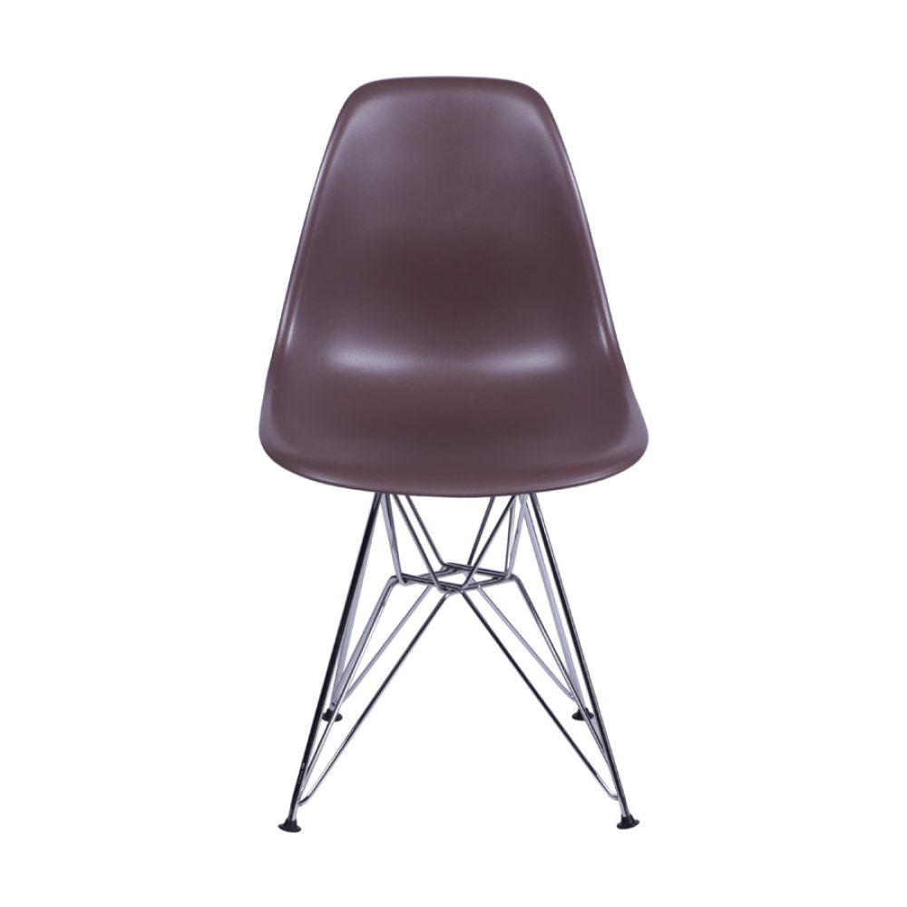 Cadeira Eames Dkr De Jantar Cozinha Base Cromada Cor Café