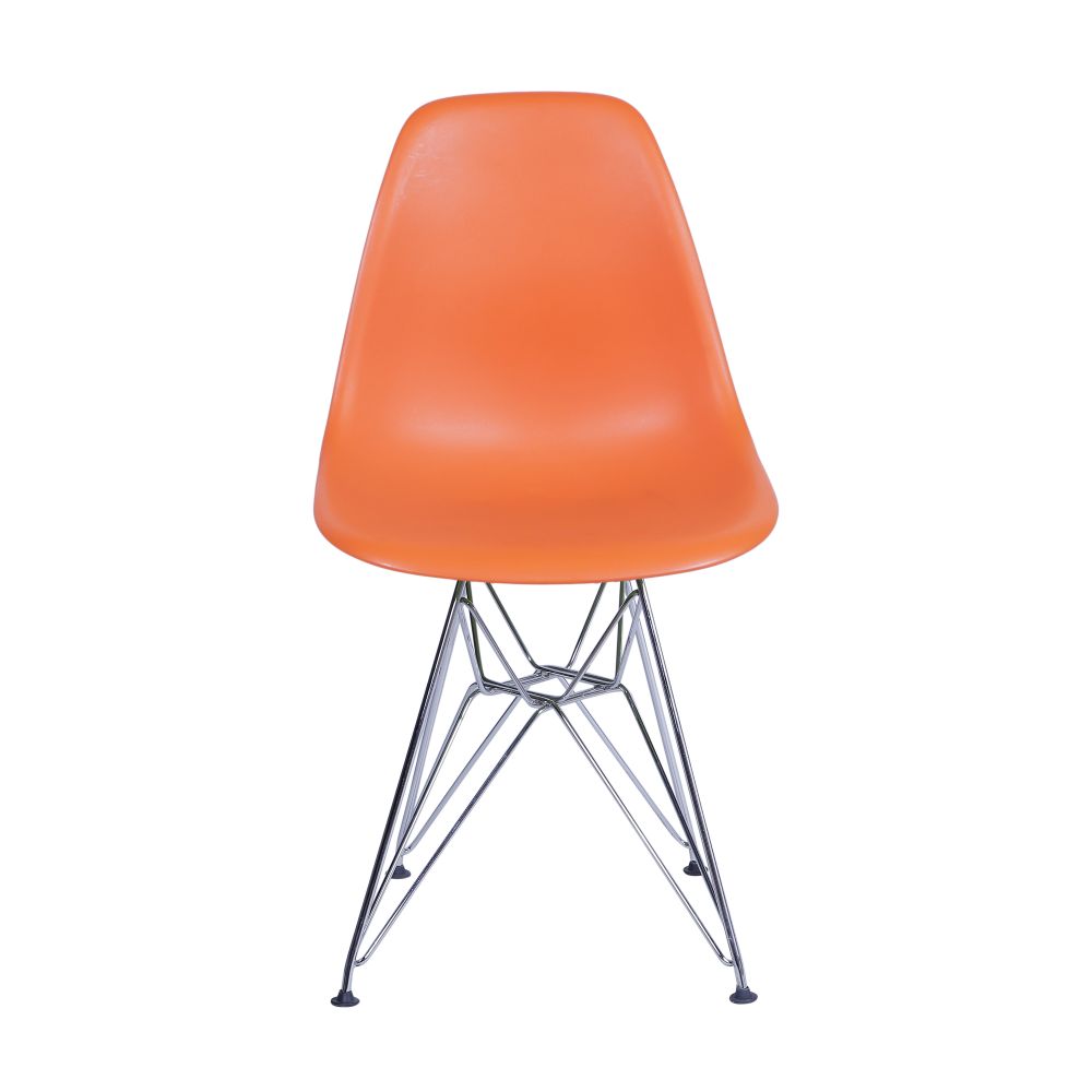 Cadeira Eames Dkr De Jantar Cozinha Base Cromada Cor Laranja