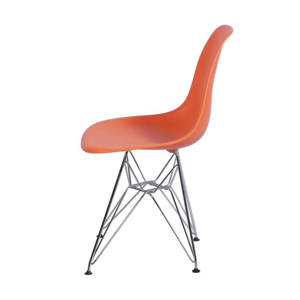 Cadeira Eames Dkr De Jantar Cozinha Base Cromada Cor Laranja