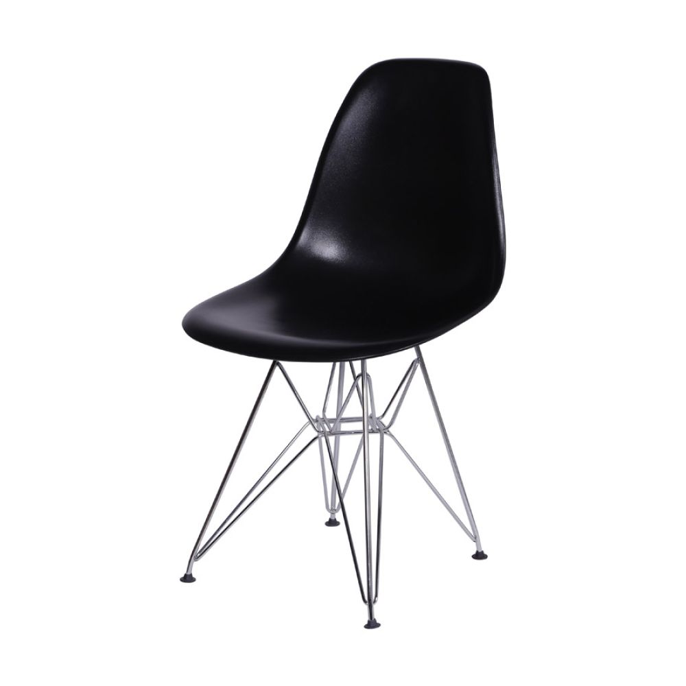 Cadeira Eames Dkr De Jantar Cozinha Base Cromada Cor Preta