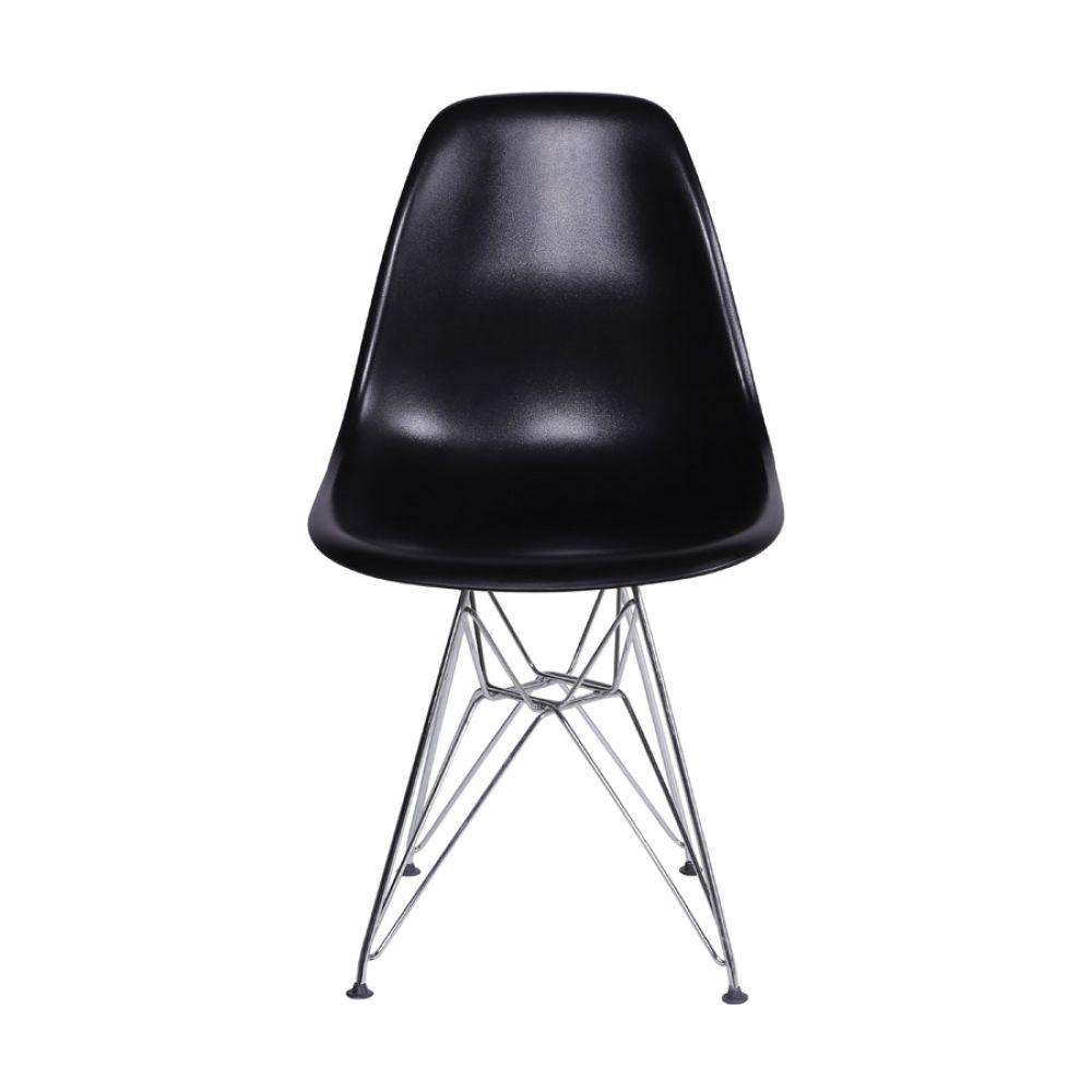 Cadeira Eames Dkr De Jantar Cozinha Base Cromada Cor Preta