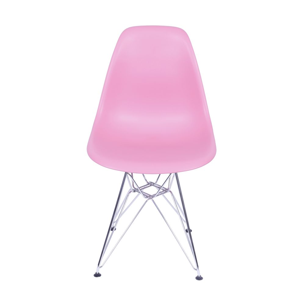 Cadeira Eames Dkr De Jantar Cozinha Base Cromada Cor Rosa