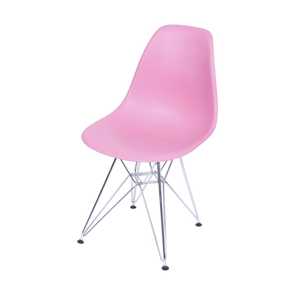 Cadeira Eames Dkr De Jantar Cozinha Base Cromada Cor Rosa