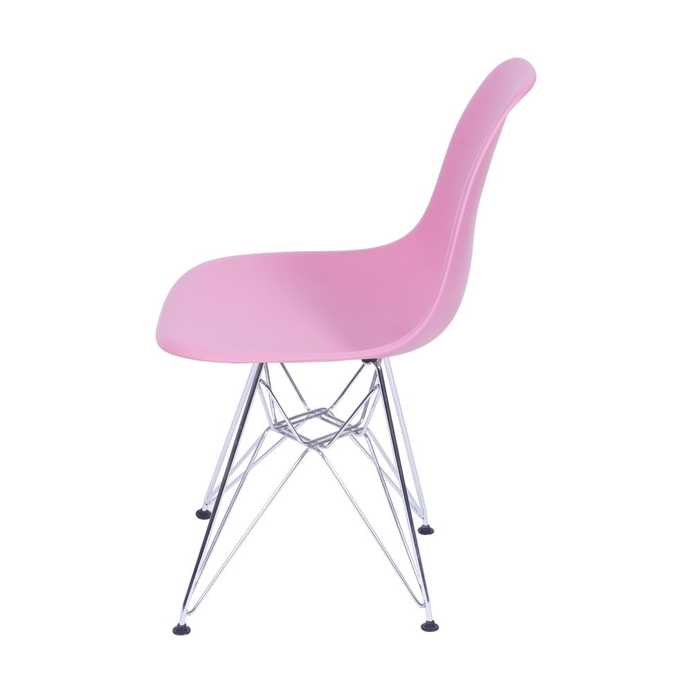 Cadeira Eames Dkr De Jantar Cozinha Base Cromada Cor Rosa