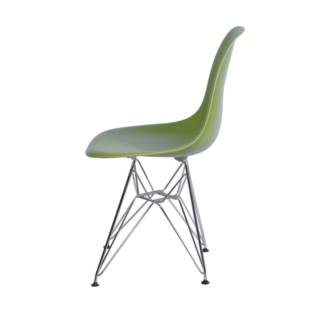 Cadeira Eames Dkr De Jantar Cozinha Base Cromada Cor Verde