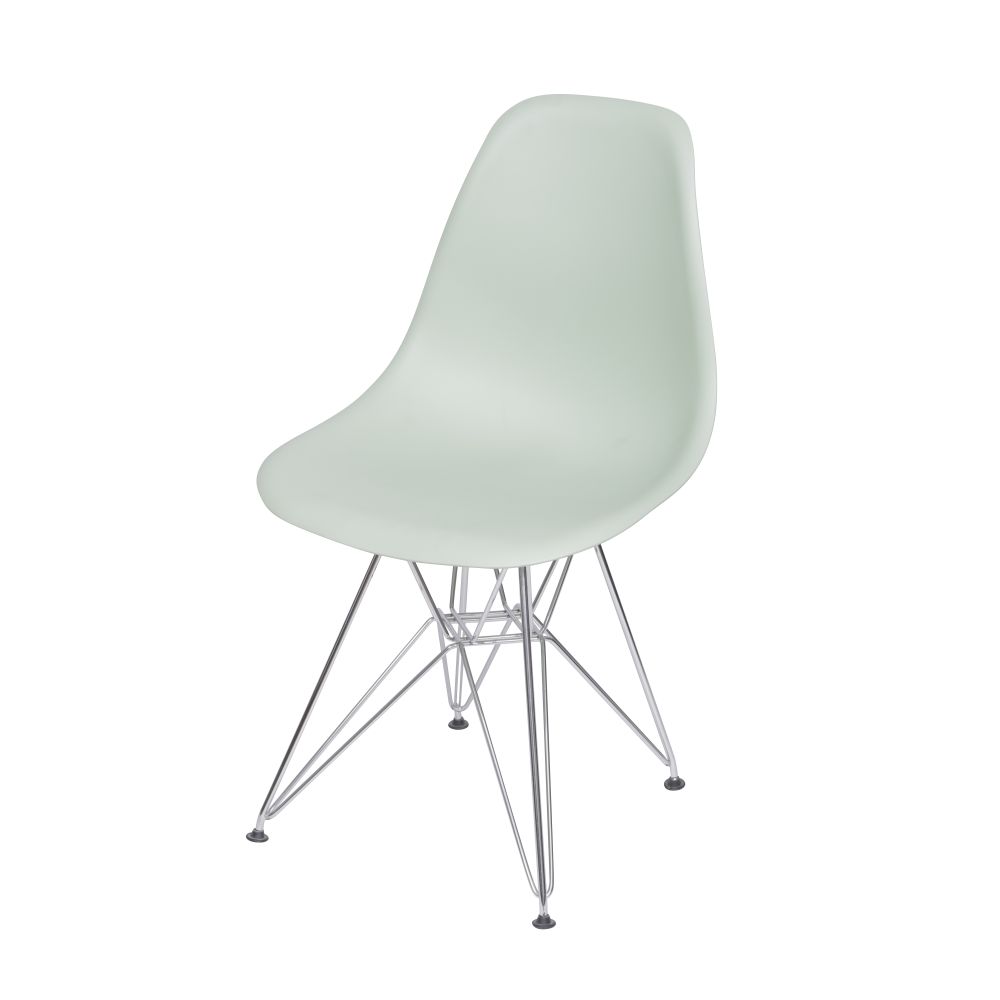 Cadeira Eames Dkr De Jantar Cozinha Base Cromada Cor Verde Claro