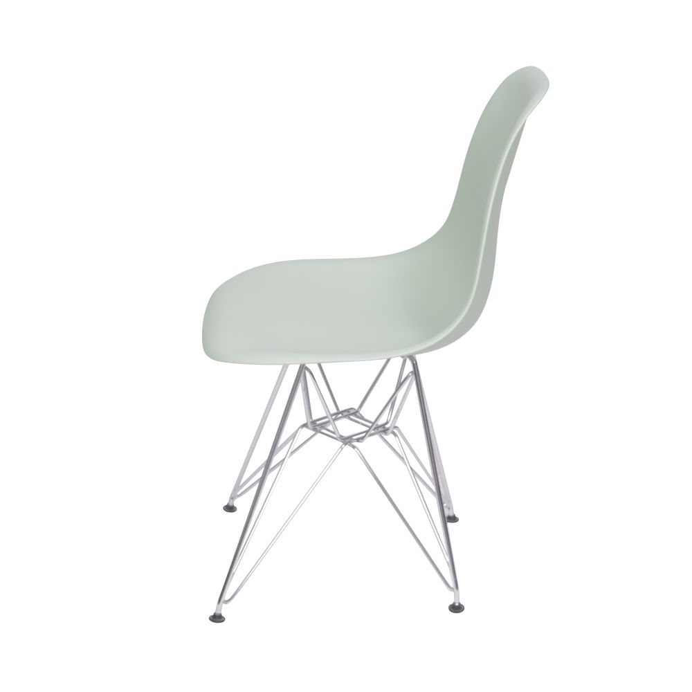 Cadeira Eames Dkr De Jantar Cozinha Base Cromada Cor Verde Claro