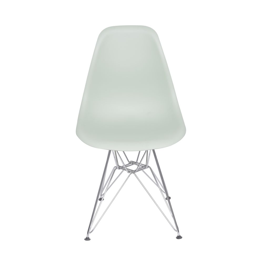 Cadeira Eames Dkr De Jantar Cozinha Base Cromada Cor Verde Claro