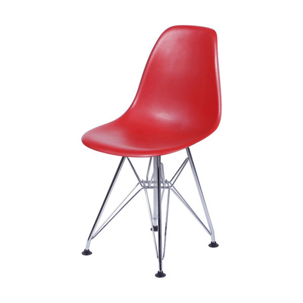 Cadeira Eames Dkr De Jantar Cozinha Base Cromada Cor Vermelha