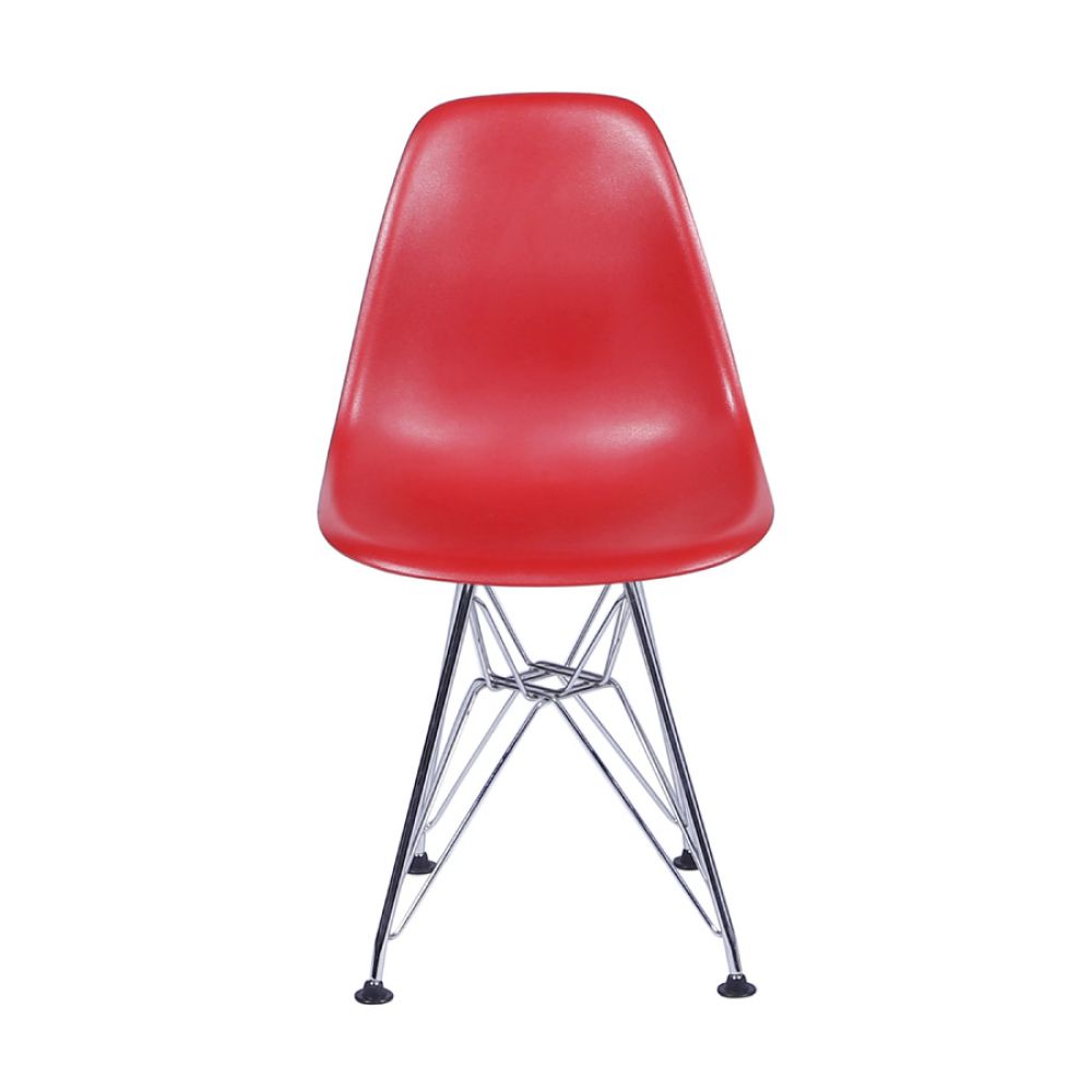 Cadeira Eames Dkr De Jantar Cozinha Base Cromada Cor Vermelha