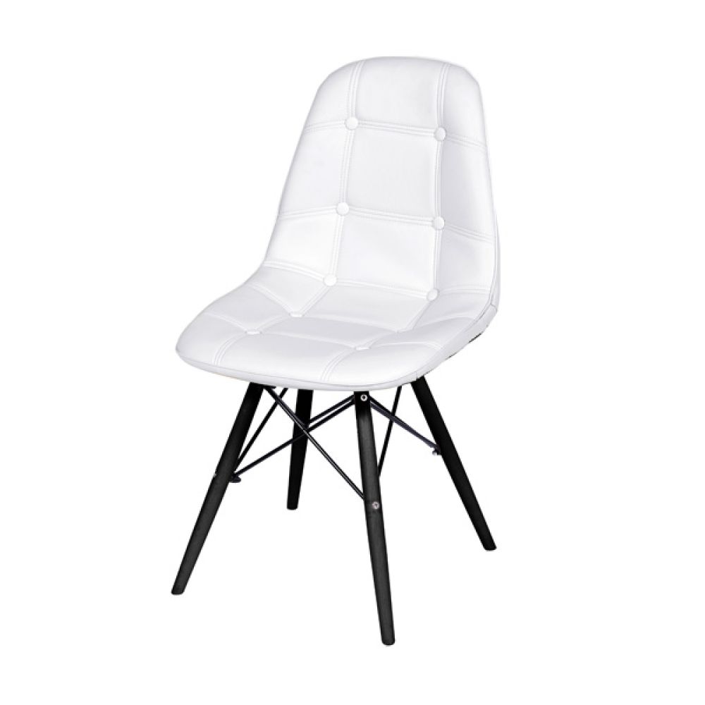 Cadeira Eames Eifeel Botone Base Preta Cor Branca