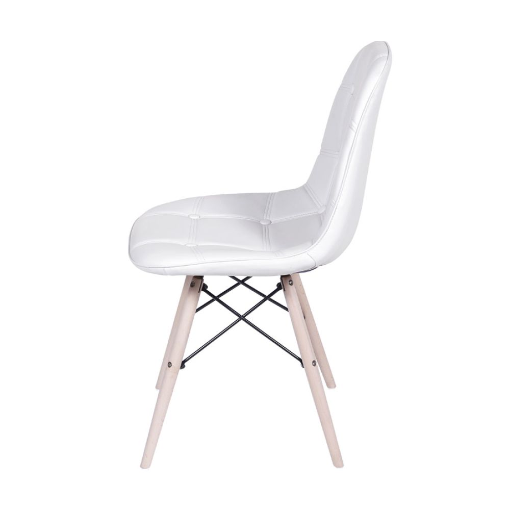 Cadeira Eames Botone Eifeel Sala De Jantar Base Madeira Cor Branca